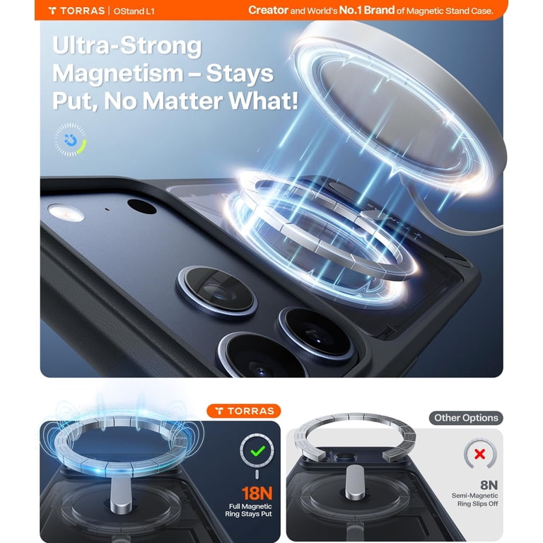 TORRAS Magnetic Case with Kickstand for iPhone 17 Pro Max