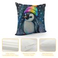 thumbnail image 4 of Orinice Penguin Stars Rainbow Hat Graphic Decorative Throw Pillow Cover for Home Couch Living Room Bed Sofa - Home Decor Pillow Case 1PC 20x20in, 4 of 5