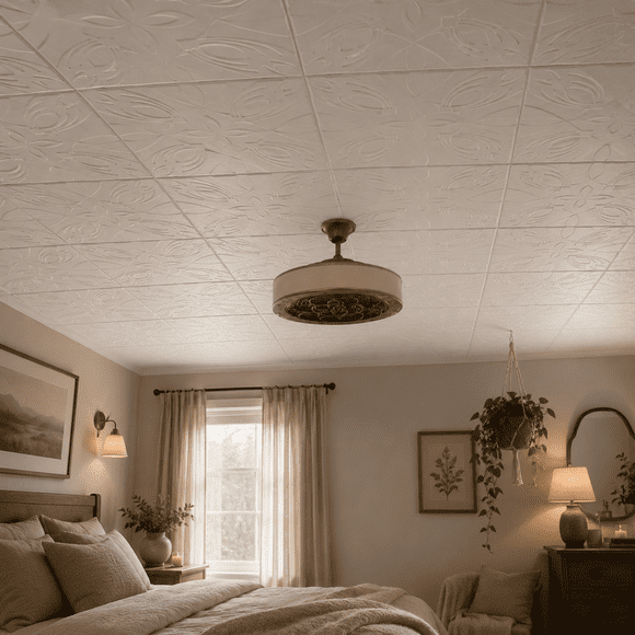 Styrofoam Glue up Ceiling Tiles to cover popcorn ceiling (covers 64.5 sq.ft.) #RM80 pack of 24