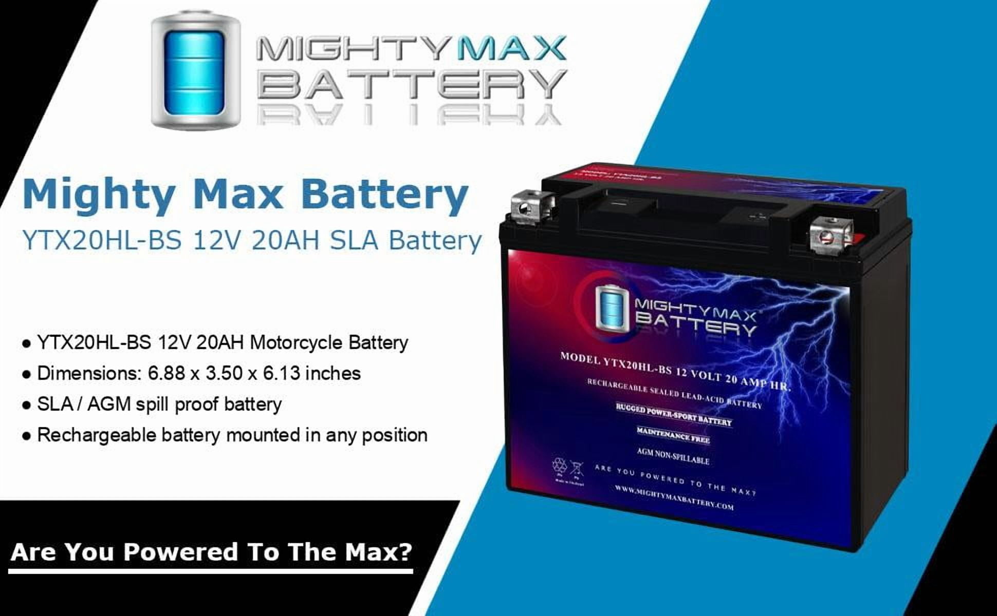 YTX20HL-BS - 12 Volt 20 AH, 310 CCA, Rechargeable Maintenance Free SLA AGM High Rate Series Motorcycle Battery