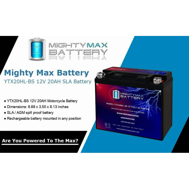 YTX20HL-BS 12V 20AH SLA Replacement Battery Compatible with