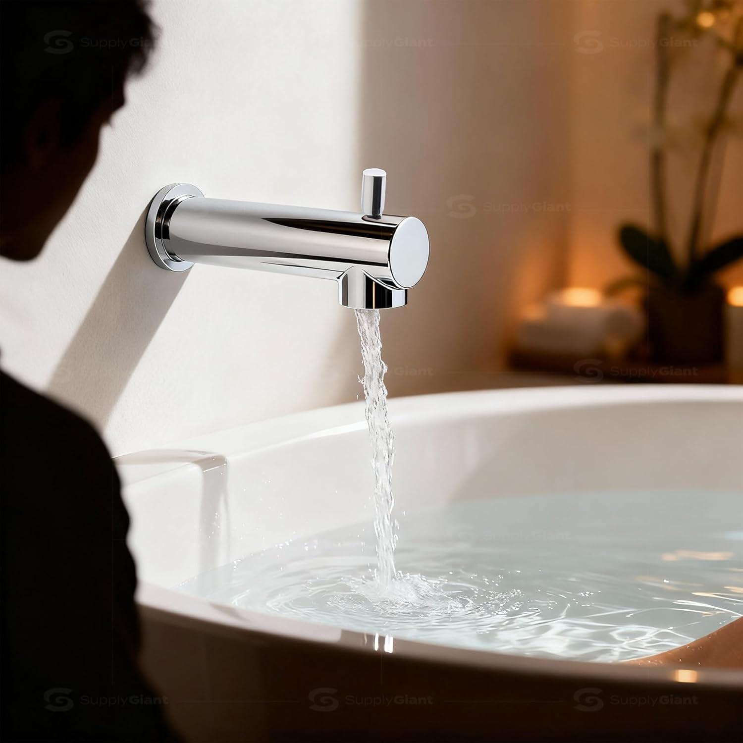 SUPPLYGIANT™ Tub Spout with Diverter 8" Round Bathtub Faucet with Decorative Chrome Plated Finish