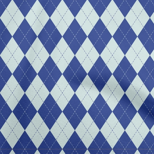 oneOone Polyester Spandex Dark Blue Fabric Check Argyle Craft Projects Decor Fabric Printed By The Yard 56 Inch Wide