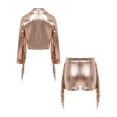 thumbnail image 4 of YiZYiF Girls Sequins Tassels Dance Outfits Metallic Zipper Jacket with Shorts Hip Hop Clothes Kids Brown 10, 4 of 5