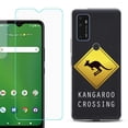 thumbnail image 1 of Slim-Fit Gel TPU Phone Case for Cricket Dream 5G, with Tempered Glass Screen Protector, by OneToughShield ® - Road Sign Kangaroo, 1 of 2