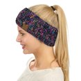 thumbnail image 3 of C.C Soft Stretch Winter Warm Cable Knit Fuzzy Lined Ear Warmer Headband, Black/Multi, 3 of 4