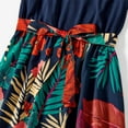 thumbnail image 2 of PatPat Family Matching Floral Off-Shoulder Belted Dress and Short Sleeve Colorblock T-shirt Sets, Blue, Mom: M, 2 of 7