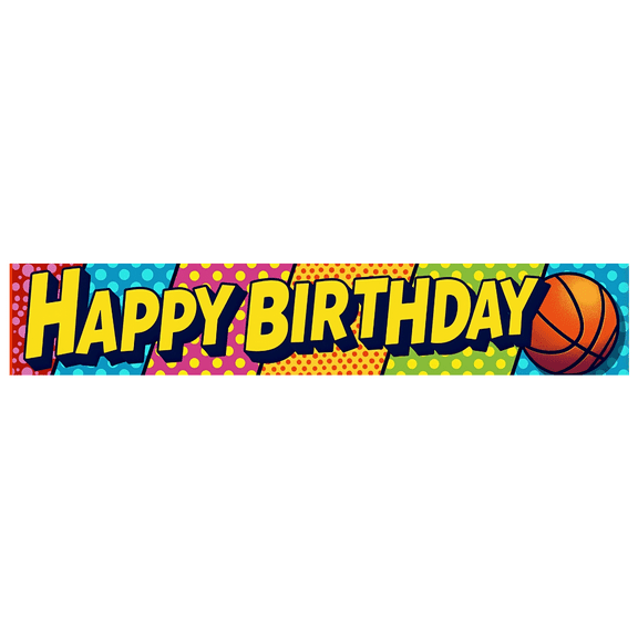 Colorful Basketball Themed Happy Birthday Banner Background Party Decors Backdrop for Birthday Party Photography Props Kids Room Decorations