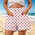 thumbnail image 2 of Qgtaibl Womens Beach Shorts Fashion Polka Dot Drawstring Shorts with Pockets Summer Elastic High Waist Loose Fit Shorts Red S, 2 of 6