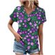 thumbnail image 1 of Tops de Algodón para Mujeres Cuello en V Moda Casual Manga Corta Primavera Verano Top para el Hogar Y Diario, 1 of 6