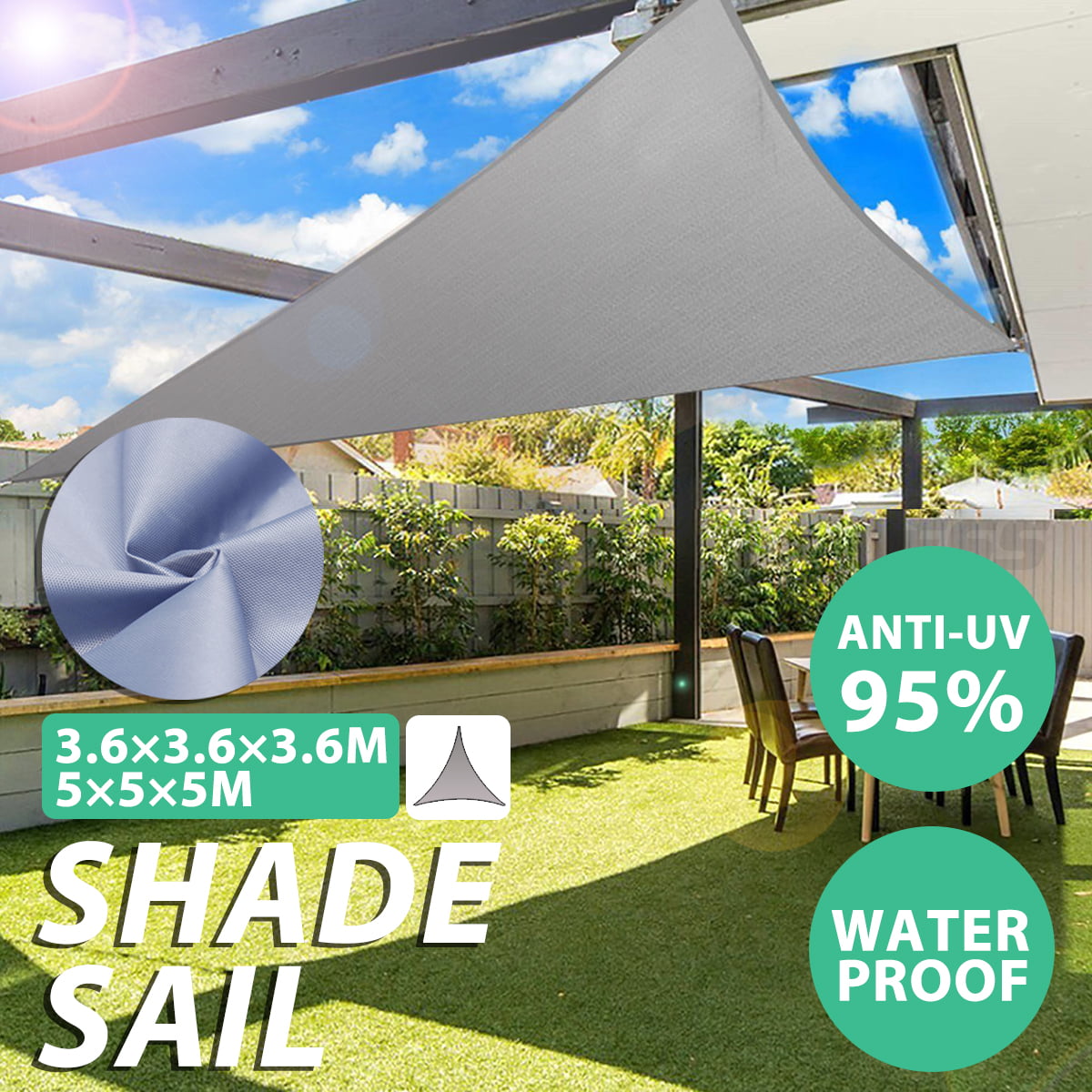 Sun Shade Sail Outdoor Top Canopy Patio16.4' 16.4'Triangle16.5' Square UV Block 