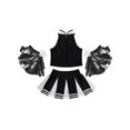 thumbnail image 4 of Aislor Cheer Leader Costumes for Girls Sleeveless Cheerleading Uniform Dress Outfit with Stockings 2 Pom Poms Black 12, 4 of 7