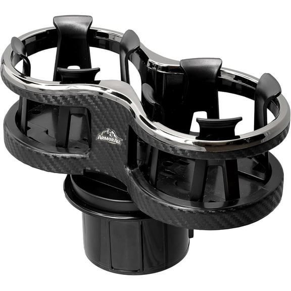 Armor All Cupholder 2 in 1 Expander, Turn 1 Cupholder to 2, Dual Drink Holder Expander with Adjustable Expandable Base to Fit Most Cars and Vehicles, Secure Hold with Drink Grips