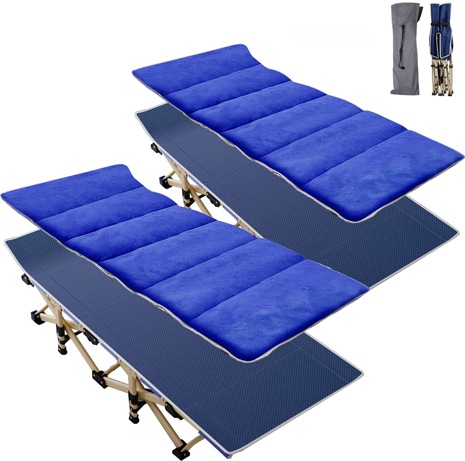 NAIZEA Folding Camping Cots for Adults Folding Cot Bed Camping Bed Camp Cot Portable Military Cot Double Layer Oxford Strong Heavy Duty Wide Sleeping Cots with Carry Bag for Camp Office Use 