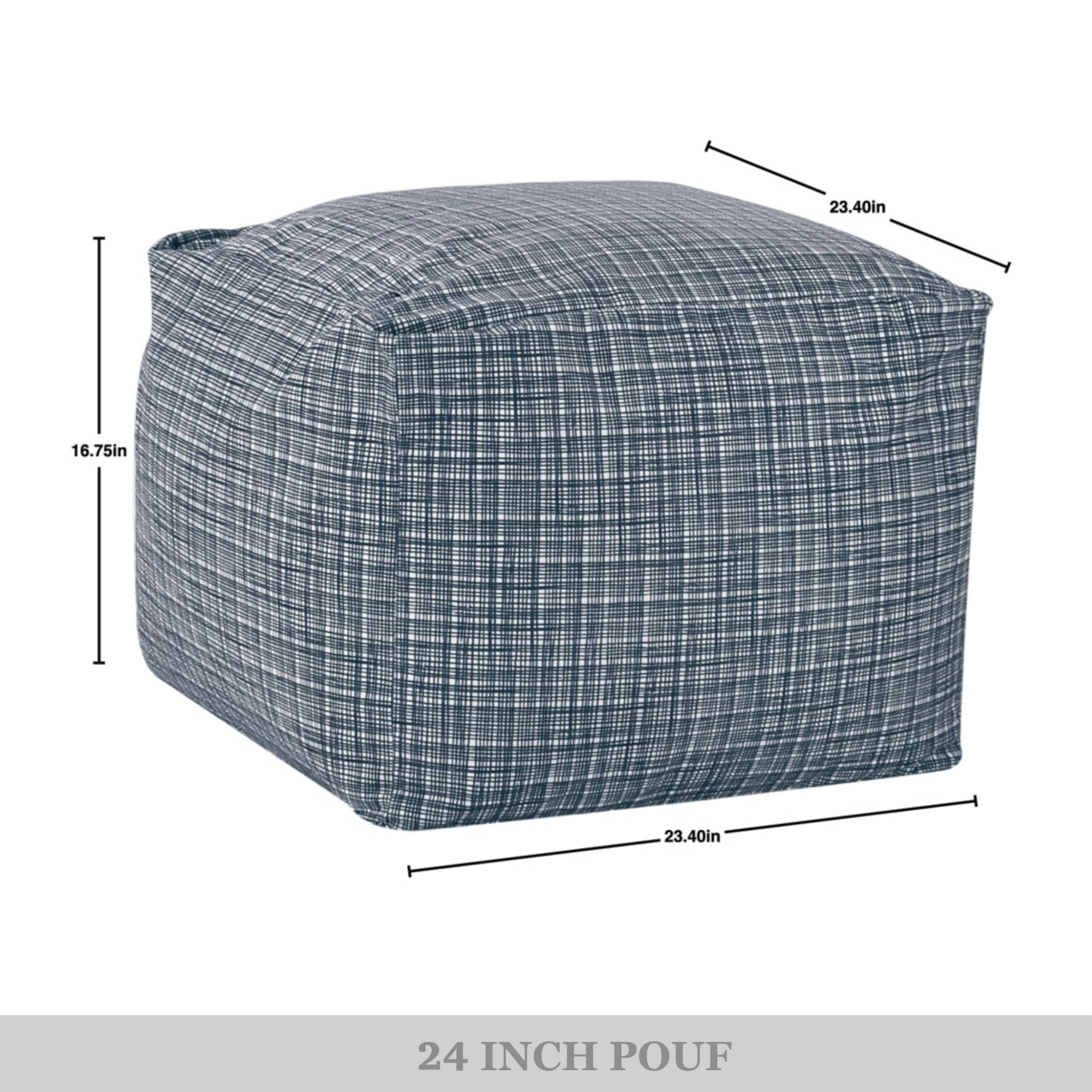 Castle Place 24" Velvet Pouf, Indigo Dye