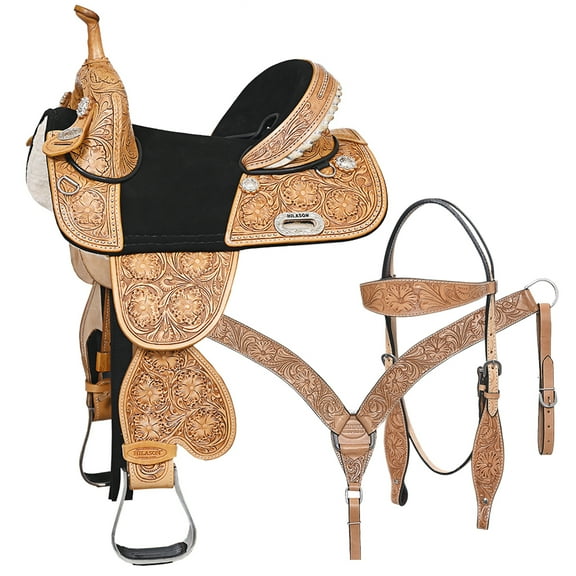 HILASON Western Horse Child Saddle Treeless American Leather Barrel l | for Horses