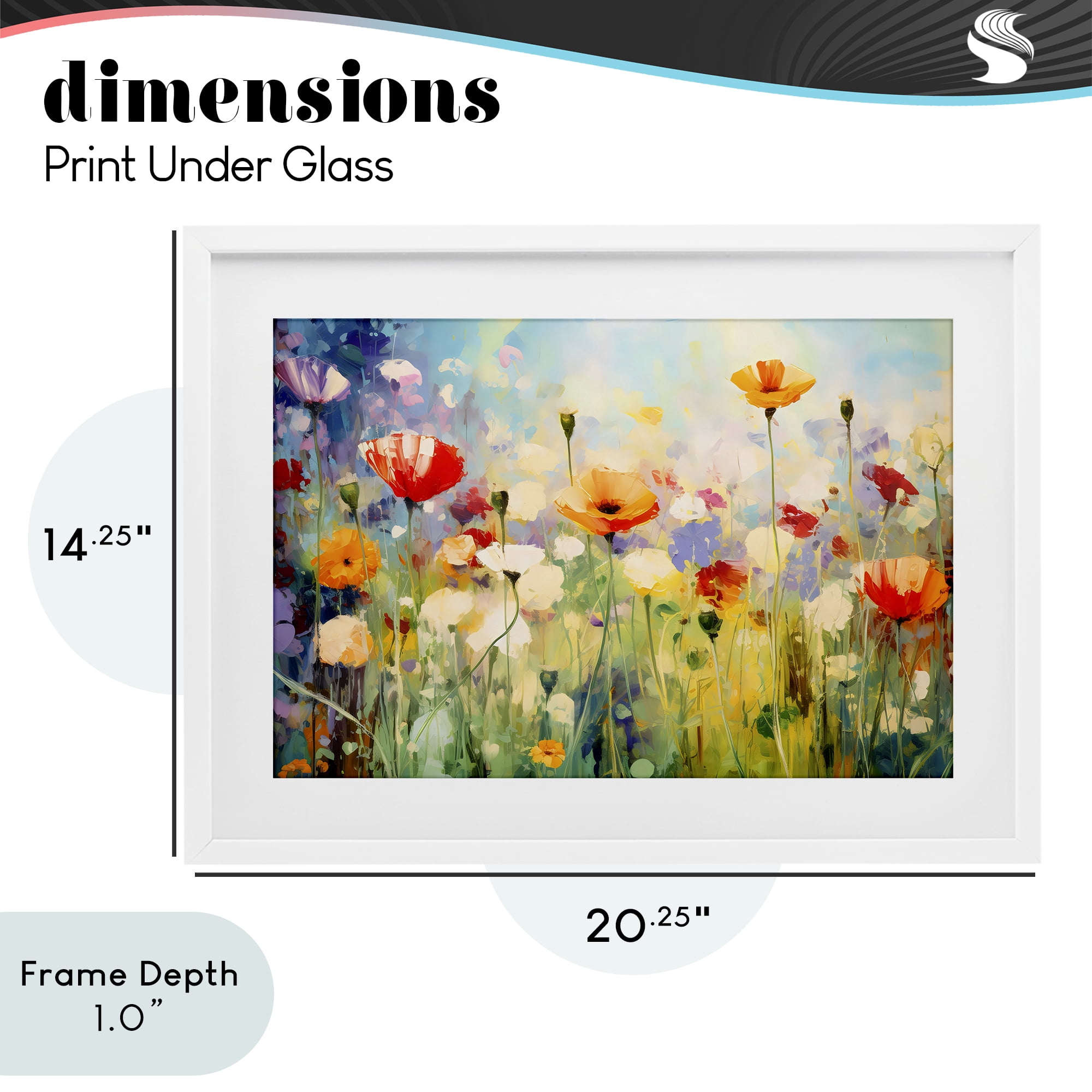 Stupell Industries Sunlit Meadow of Colorful Blooms White Framed Print Under Glass, design by Creative Studio