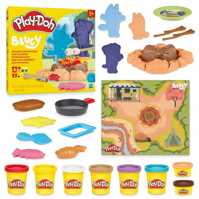 Set de juego Play-Doh Bluey Goes para acampar con herramientas para fogatas durante más de 3 años