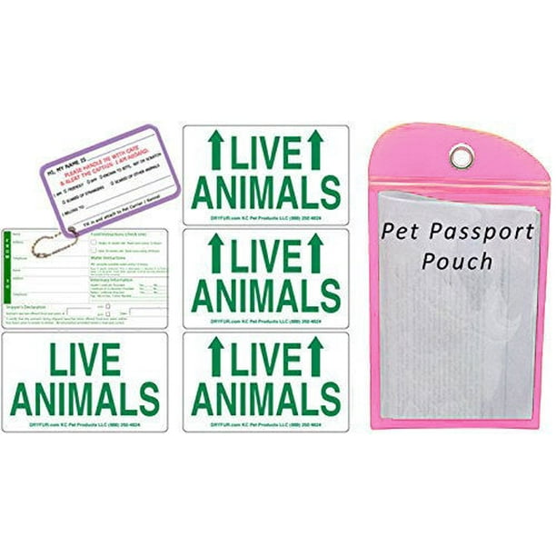 Live Animal Label Set of 5 w/ Pet Passport Pouch PINK Live Animal Label Set of 5 w/ Pet Passport Pouch PINK