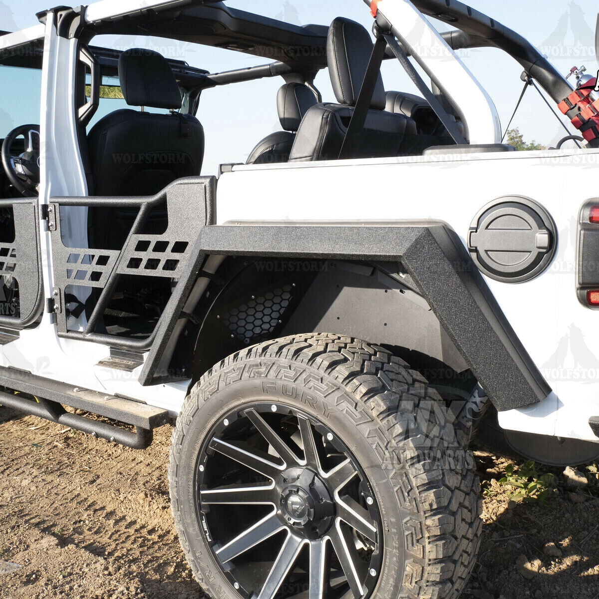 WOLFSTORM Rear Fender Flares Fit for 2018-2021 Jeep Wrangler JL 4 Doors/2 Door,LED DRL Lights and Sequential LED Turn Lights,Jeep Wrangler JL/JLU Fender Flares Replacement Exterior Accessories