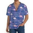 thumbnail image 7 of Lsque Flamingo print Men's Cuban Collar Short Sleeve Shirt Summer Beachwear Casual Button Down Fashionable Vacation Leisure Shirt-Medium, 7 of 7