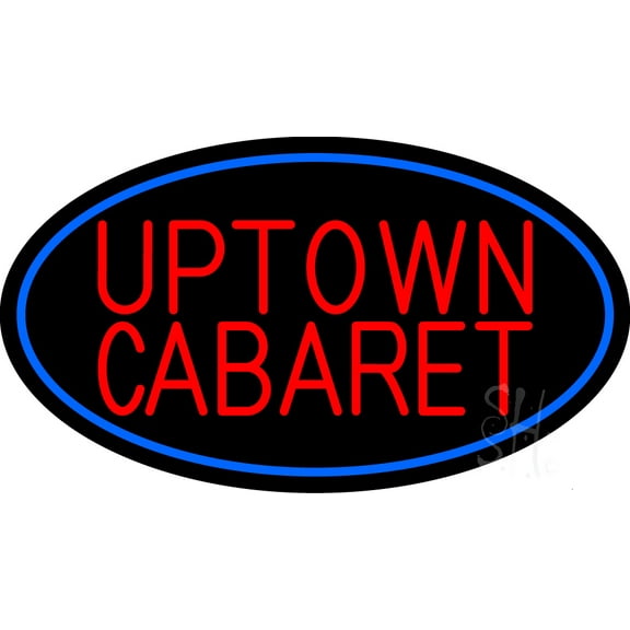 Uptown Cabaret LED Neon Sign 13 x 24 - inches Black Square Cut Acrylic Backing, with Dimmer - Premium built indoor Sign for Strip Club, Dance club, Décor, Bar.
