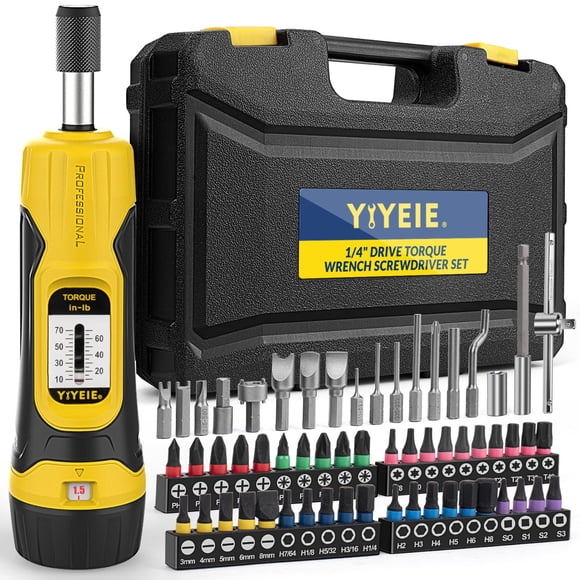 Juego de destornilladores dinamométricos YIYEIE, 60 piezas, 0,5 a 3,2 Nm con funda