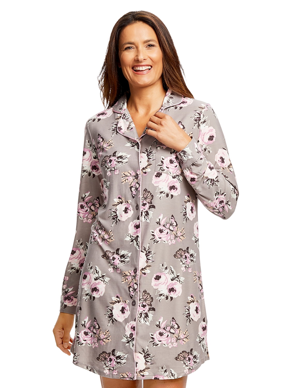 Gloria Vanderbilt Women's ButtonDown Sleep Shirt Stylish Floral