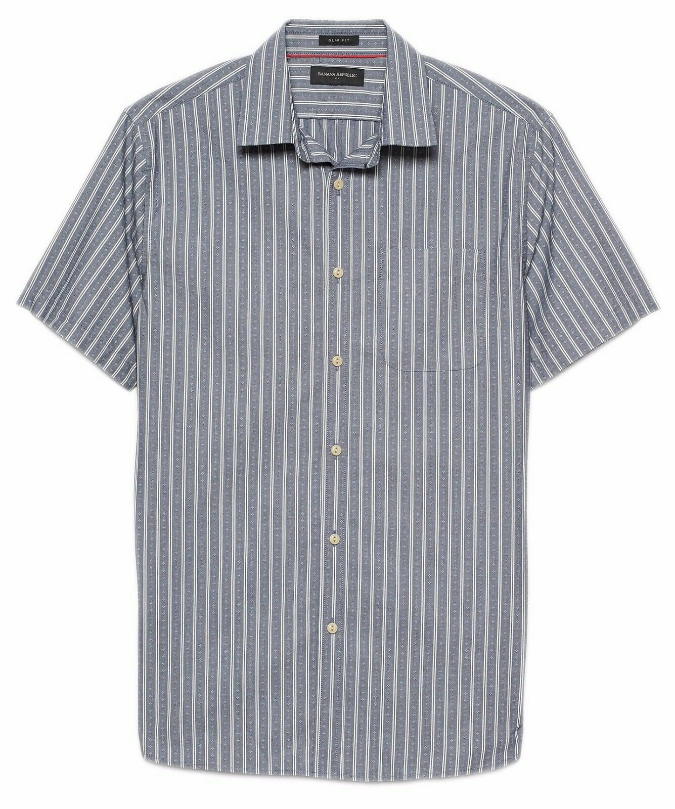 New Banana Republic Mens Slim-Fit Indigo Shirt, Bold Blue Stripe, Sz ...