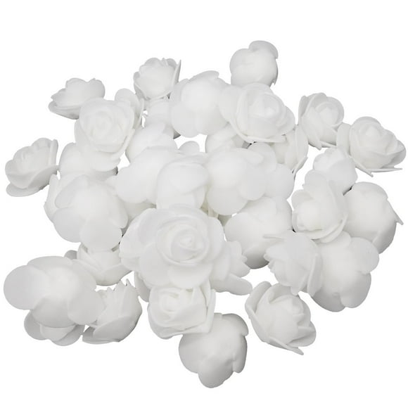 J-Rijzen Artificial Flowers 100PCS 3CM Mini Fake Roses for DIY Wedding Bouquets Centerpieces Party Baby Shower Home Decorations (White)