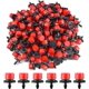 thumbnail image 1 of 200 goteros de riego ajustables, sistema de riego por goteo de 1/4 pulgadas, boquillas de niebla de riego con cabezal de goteo de microflujo para huertos o parterres de flores (rojo), 1 of 5