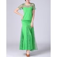 thumbnail image 4 of Waltz Length Modern Standard Ballroom Dance Lesson Practice Wear Uniforms Green, 4 of 6