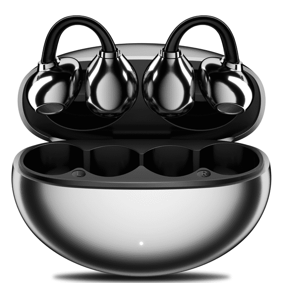 Clip on Earbuds Bluetooth 5.4, Open Ear earbuds Wireless with Mic, Lightweight Comfort, Small-Ear Friendly Bluetooth Earbuds, 60H Sport Ear Buds, IP7 Waterproof Noise Cancelling Headphones, Black