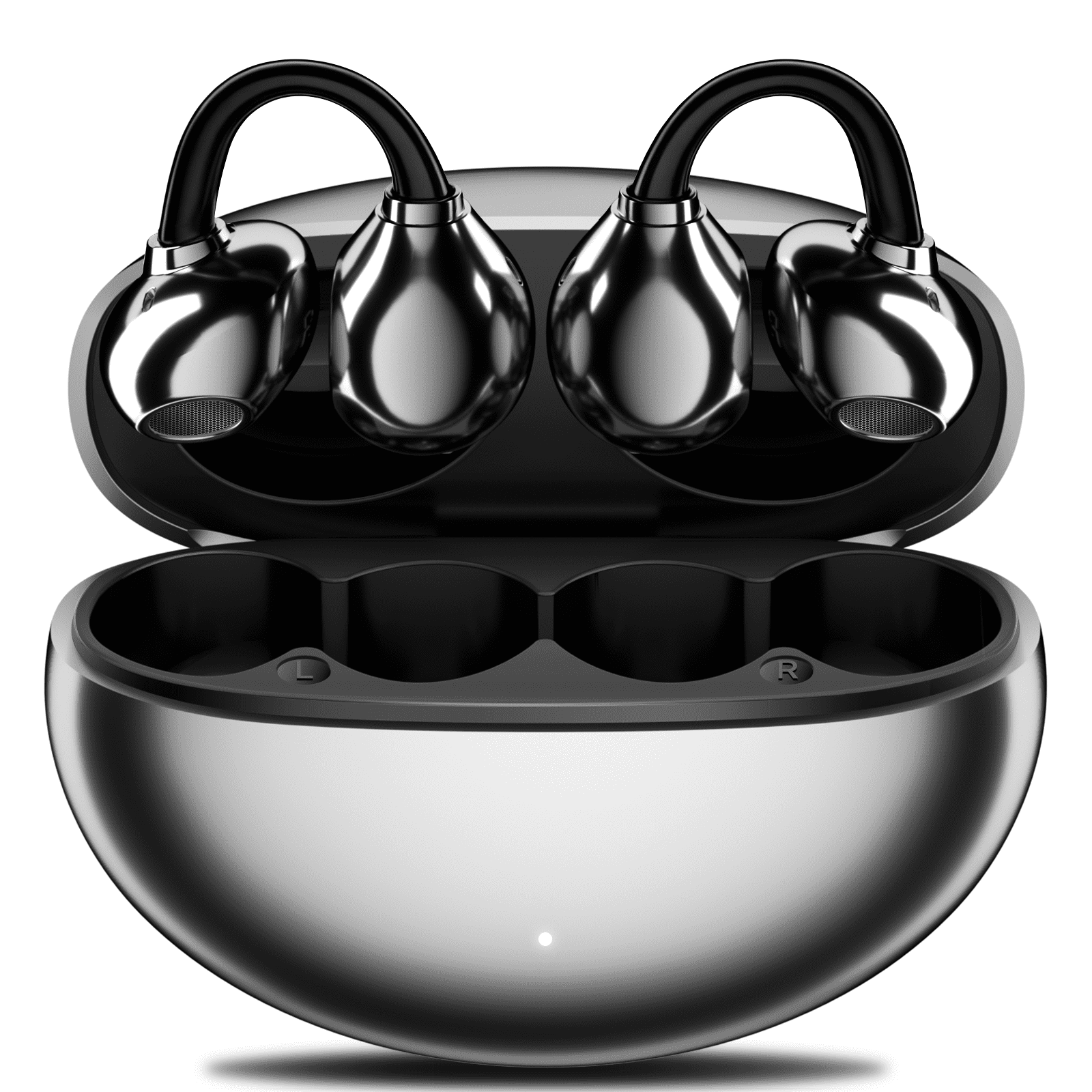 Clip on Earbuds Bluetooth 5.4, Open Ear earbuds Wireless with Mic, Lightweight Comfort, Small-Ear Friendly Bluetooth Earbuds, 60H Sport Ear Buds, IP7 Waterproof Noise Cancelling Headphones, Black