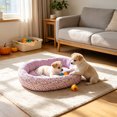thumbnail image 6 of Floral Printed Pet Bed, All Season Use Soft Cozy Oval Dogs Bed with Removable Cover, Egg-Crate Foam Pet Bed Couch, Non-Slip Bottom (Purple, 17''x13''), 6 of 6