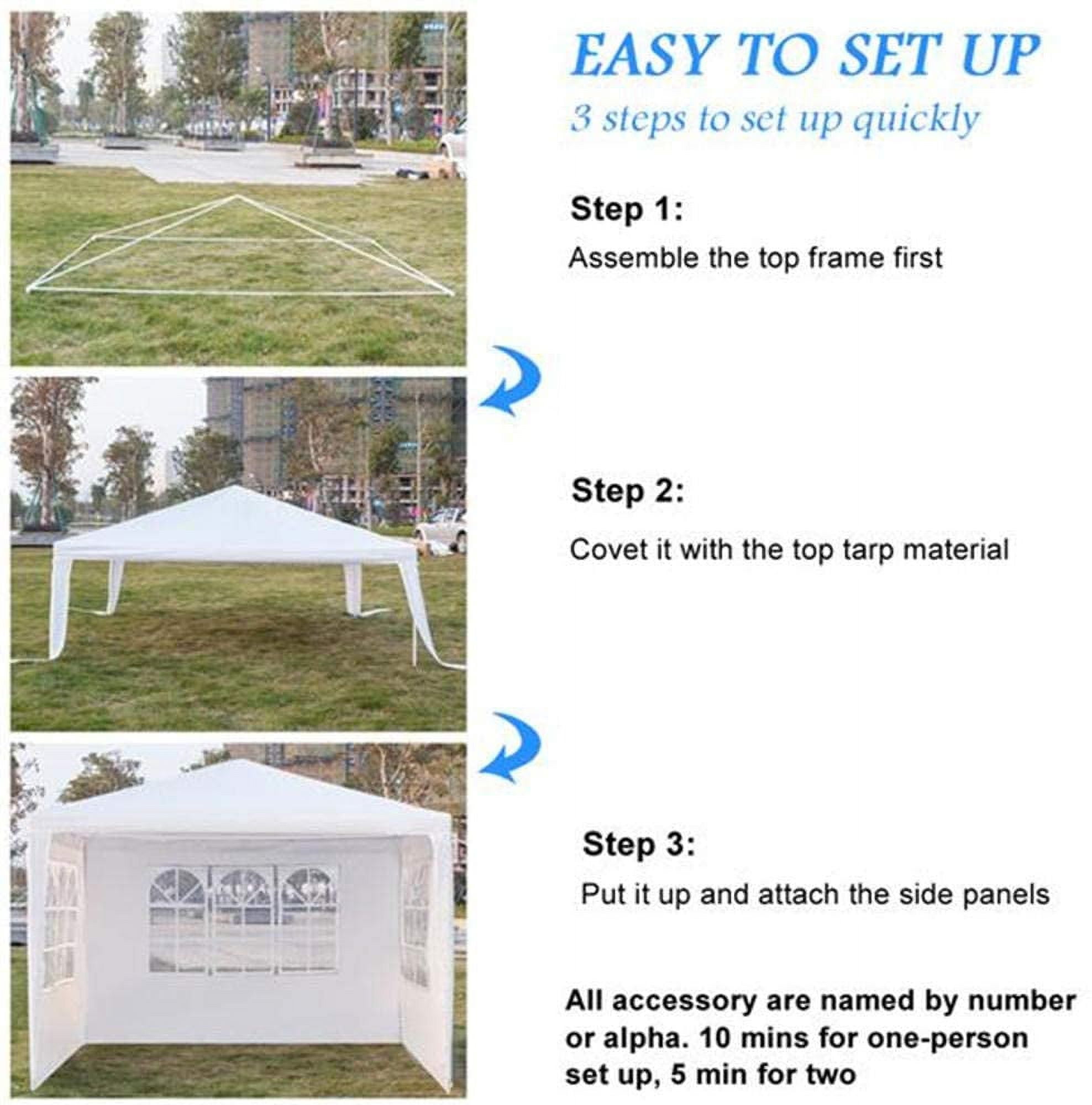 [US IN STOCK] 10 x 10 Three Sides Waterproof Tent with Spiral Tubes White