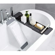 Mornenjoy Bath Tray for Tub,Bathtub Caddy Tray, Expandable Bath Tub Table Tray Bathtub Shelf Caddy Tray Bath Stand Kitchen Shelf Bathroom Bath Board Organizer Trays for Wine Book Bath Products (Grey)