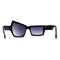 thumbnail image 2 of Womens Asymmetrical Raised Eyebrow Fun Diva Plastic Rectangle Sunglasses Black Smoke, 2 of 5