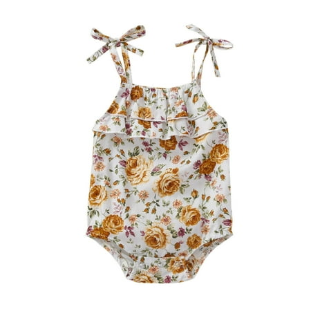 

TAIAOJING Baby Romper Falbala Ruffle Outfits Summer Flower Print Girls Girls Romper&Jumpsuit One Piece Outfits 6-12 Months