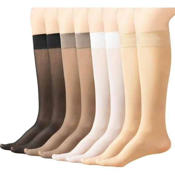 Zhengup 12 Pairs Womens Nylon Knee High Stockings Ultra Thin Calf High Silk Socks for Women