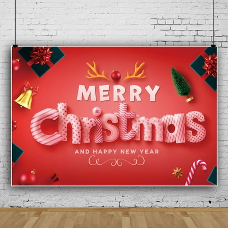 Image of Christmas Backdrop Background Banner Photo Props Photography Wall Christmas Decoration Background Cloth Merry Christmas Party Supplies
