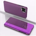 thumbnail image 2 of case for Samsung Galaxy F62 Makeup Mirror Phone Case, Mirror Design Clear View Smart Window Screen Display Case Support Wireless Charging Flip Phone Cover for Samsung Galaxy F62 5G QH Purplish Red, 2 of 9