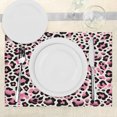 thumbnail image 3 of Ambesonne Pink Place Mats Set of 4, Classic Leopard Skin Pattern, Standard Size, Blush Dark Grey Ivory, 3 of 5