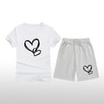 thumbnail image 2 of Piuwrlz Boys Girls Short Sets Kids Summer Outfit Set Printed Round Neck Tight Shirt T-Shirt and Shorts Set Gray Size 10 Years, 2 of 4