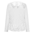 thumbnail image 5 of purcolt Women's Floral Lace Tops Dressy Casual Crew Neck Long Sleeve Slim Fit Tunic Tops Elegant Blouses Shirts Party Clubwear, 5 of 6