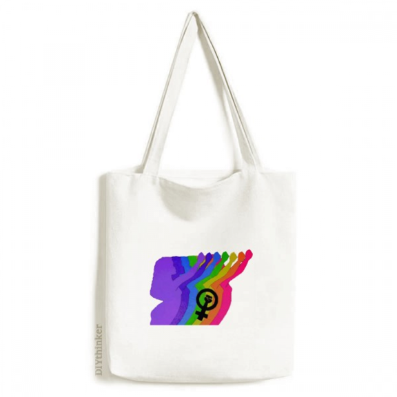 Right Differentiation Identity Rainbow Equality Tote Canvas Bag Shopping Satchel Casual Handbag