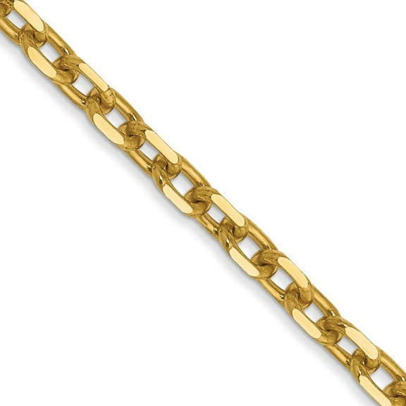Auriga Fine Jewelry 14K Yellow Gold 4 mm Diamond-cut Round Open Link Cable Chain Necklace for Women 22"