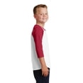 thumbnail image 3 of Port Co Teen Unisex Regular Plain Long Sleeves T-Shirt Wht/Red X-Large, 3 of 6