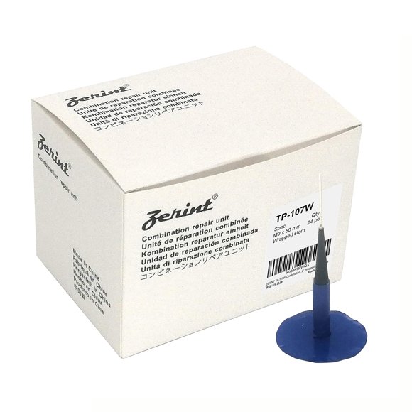 Zerint Tp-107W Unidad de reparación combinada Reparación de neumáticos Tapón de parche 3/8"" X 2"" Vástago envuelto 24 piezas