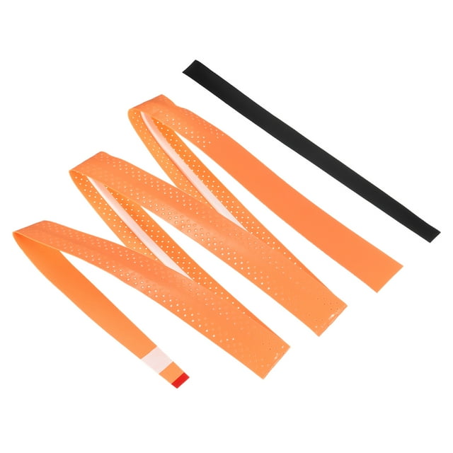 Unique Bargains 43.3' Non-Slip Perforated Tennis Racket Overgrip Tape with Ridges Orange 6 Pack